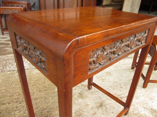 NEST OF 4 CARVED ROSEWOOD SIDE TABLES - ADDITIONAL PHOTO 9