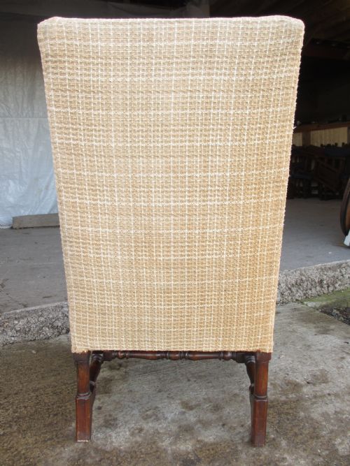 19TH CENTURY CARVED WALNUT HIGH WING BACK ARMCHAIR - ADDITIONAL PHOTO 13