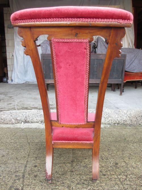 VICTORIAN CARVED MAHOGANY UPHOLSTERED PRIE DIEU CHAIR - ADDITIONAL PHOTO 13