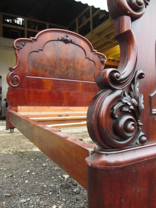 VICTORIAN MAHOGANY ART NOUVEAU KING SIZE DOUBLE BED - ADDITIONAL PHOTO 13