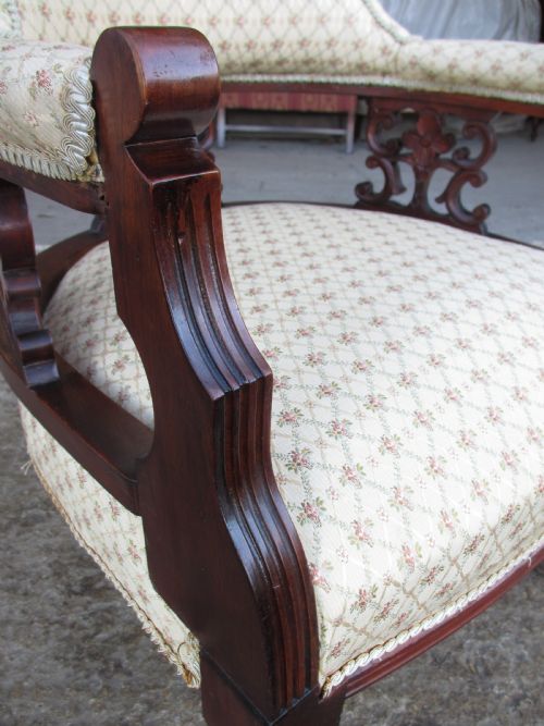PAIR OF VICTORIANEDWARDIAN MAHOGANY UPHOLSTERED TUB ARMCHAIRS - ADDITIONAL PHOTO 6