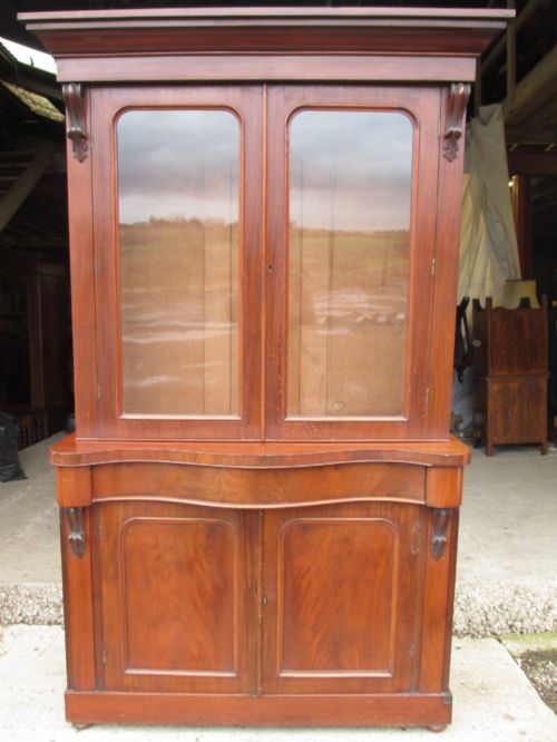 Victorian Mahogany Glazed Bookcase Cabinet