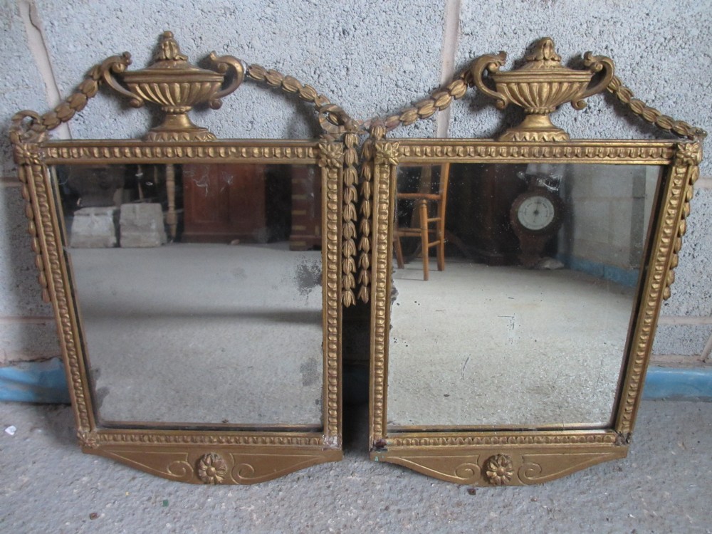 Pair of 19th Century Neo classical gilt framed hanging wall mirrors 
