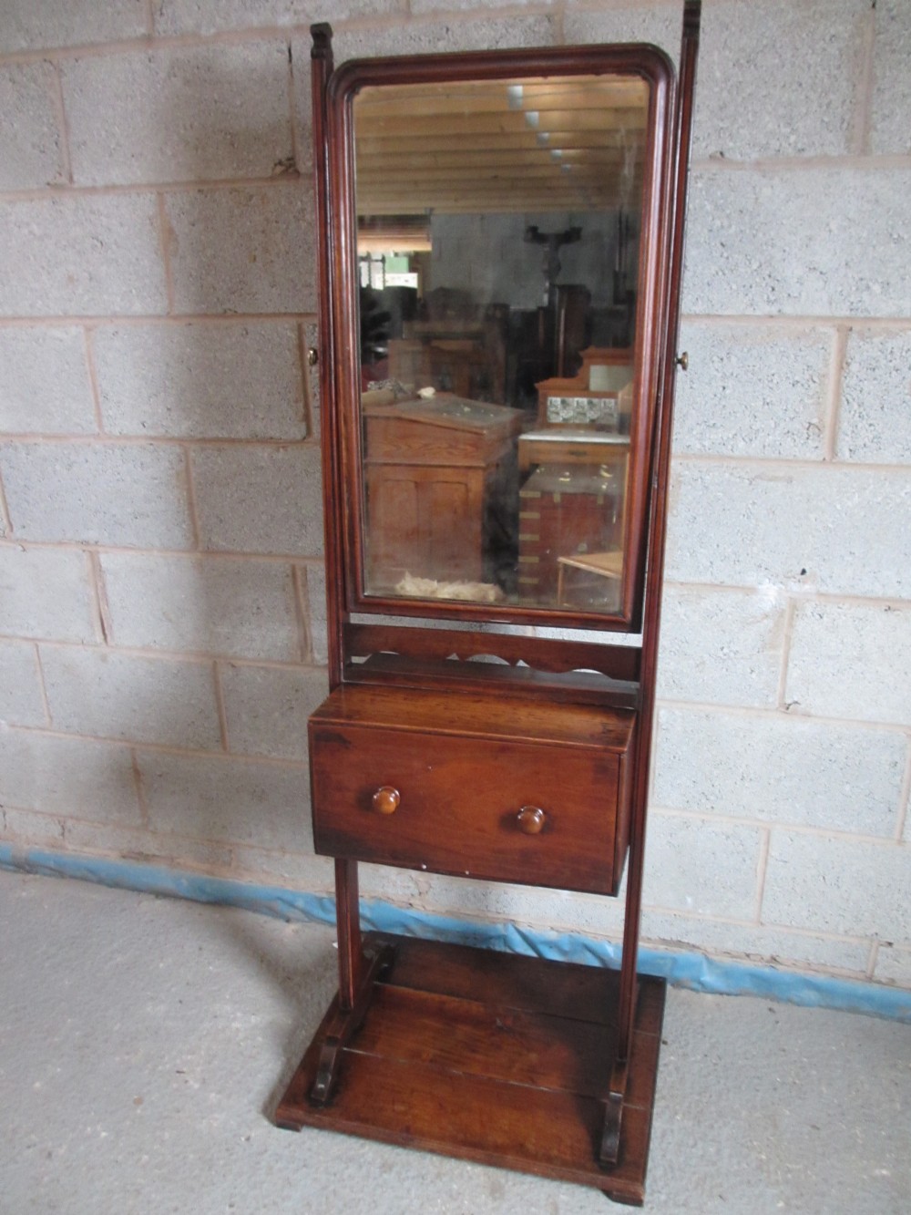 Unusual 19th Century Mahogany cheval dressing mirror 