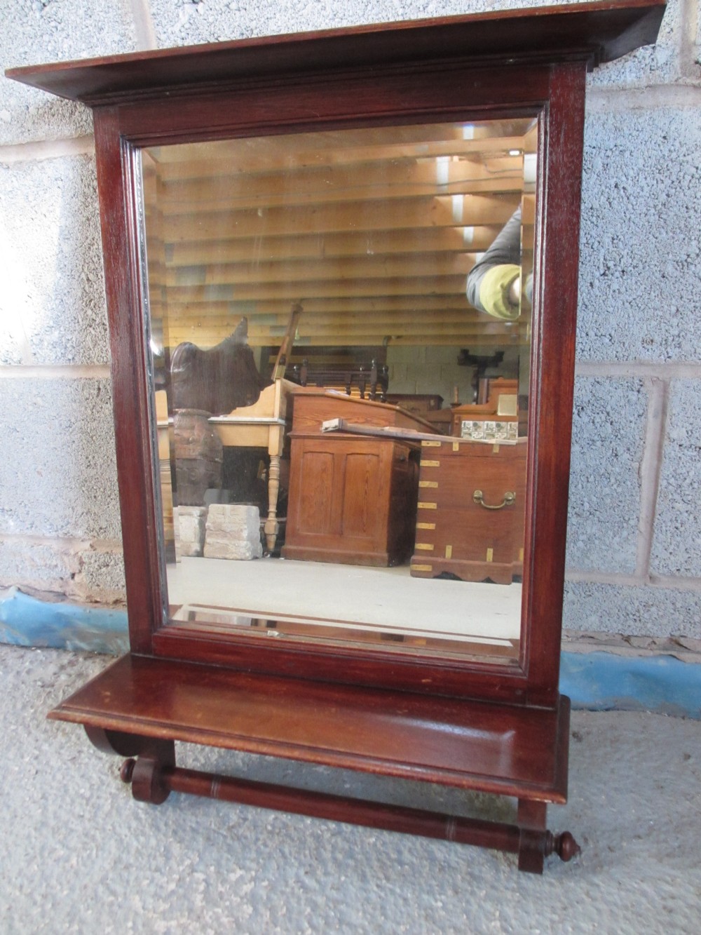 Victorian Mahogany framed rectangular bevel edged hall wall mirror