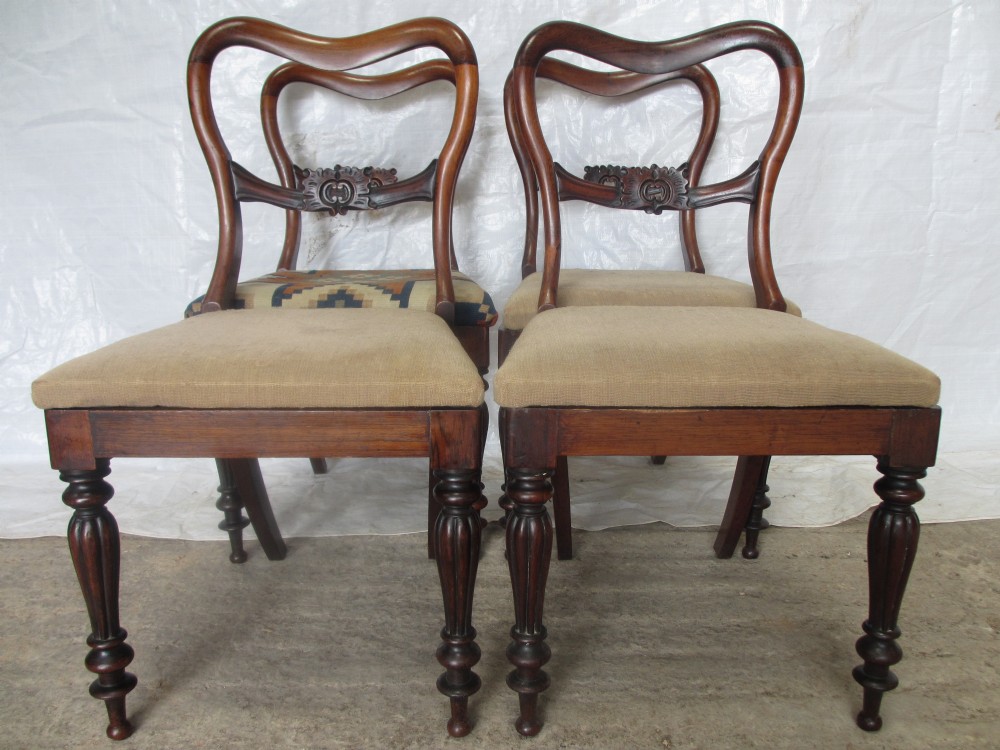 Set of 4 Victorian Rosewood balloon back dining chairs 