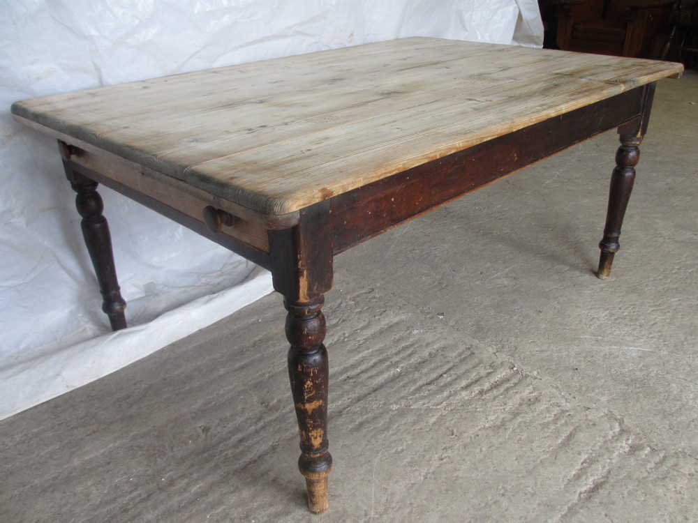 Victorian Pine plank top kitchen dining table