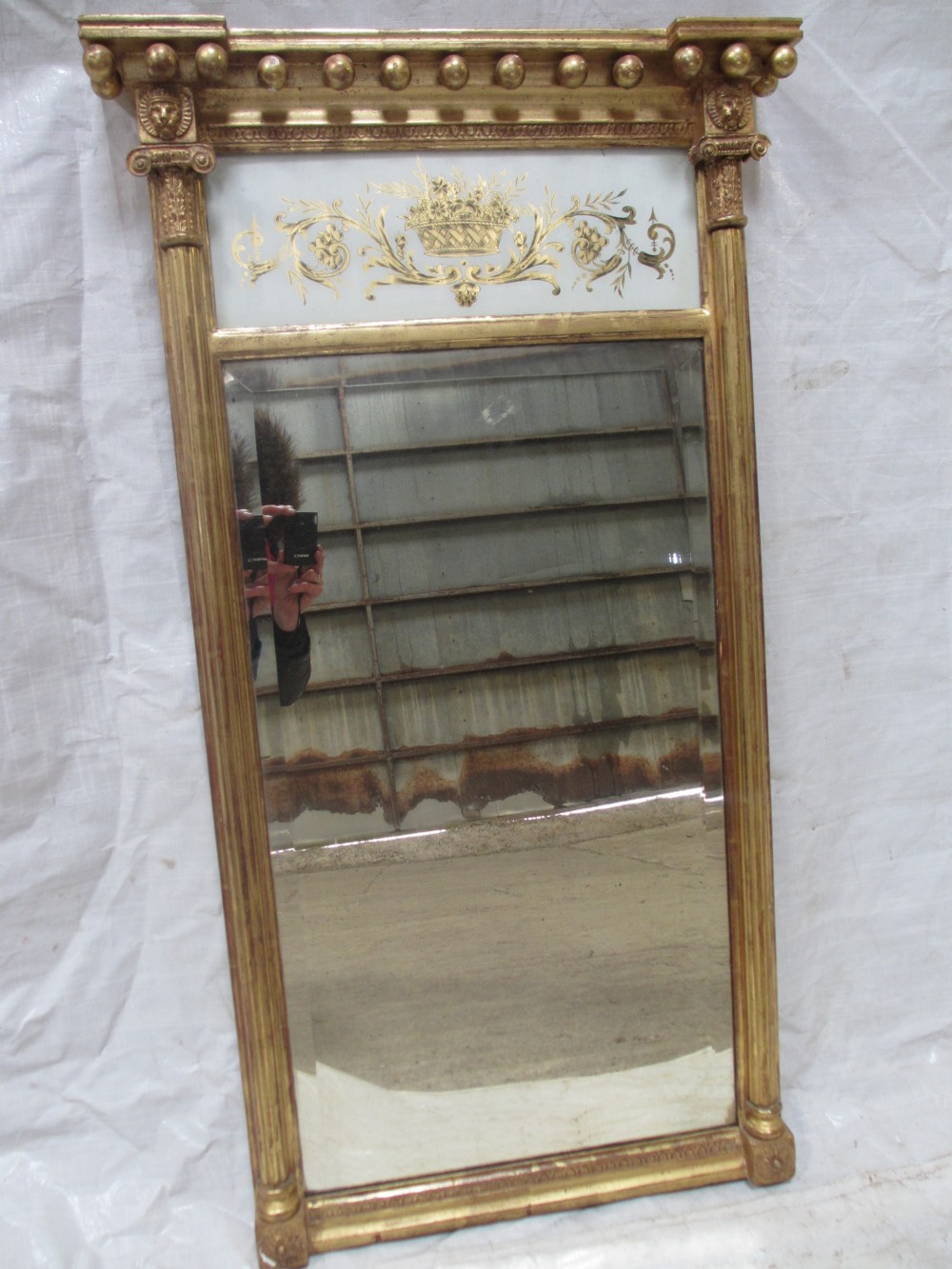 Superb Regency Gilt framed 'Verre Eglomise' bevel edge pier mirror 