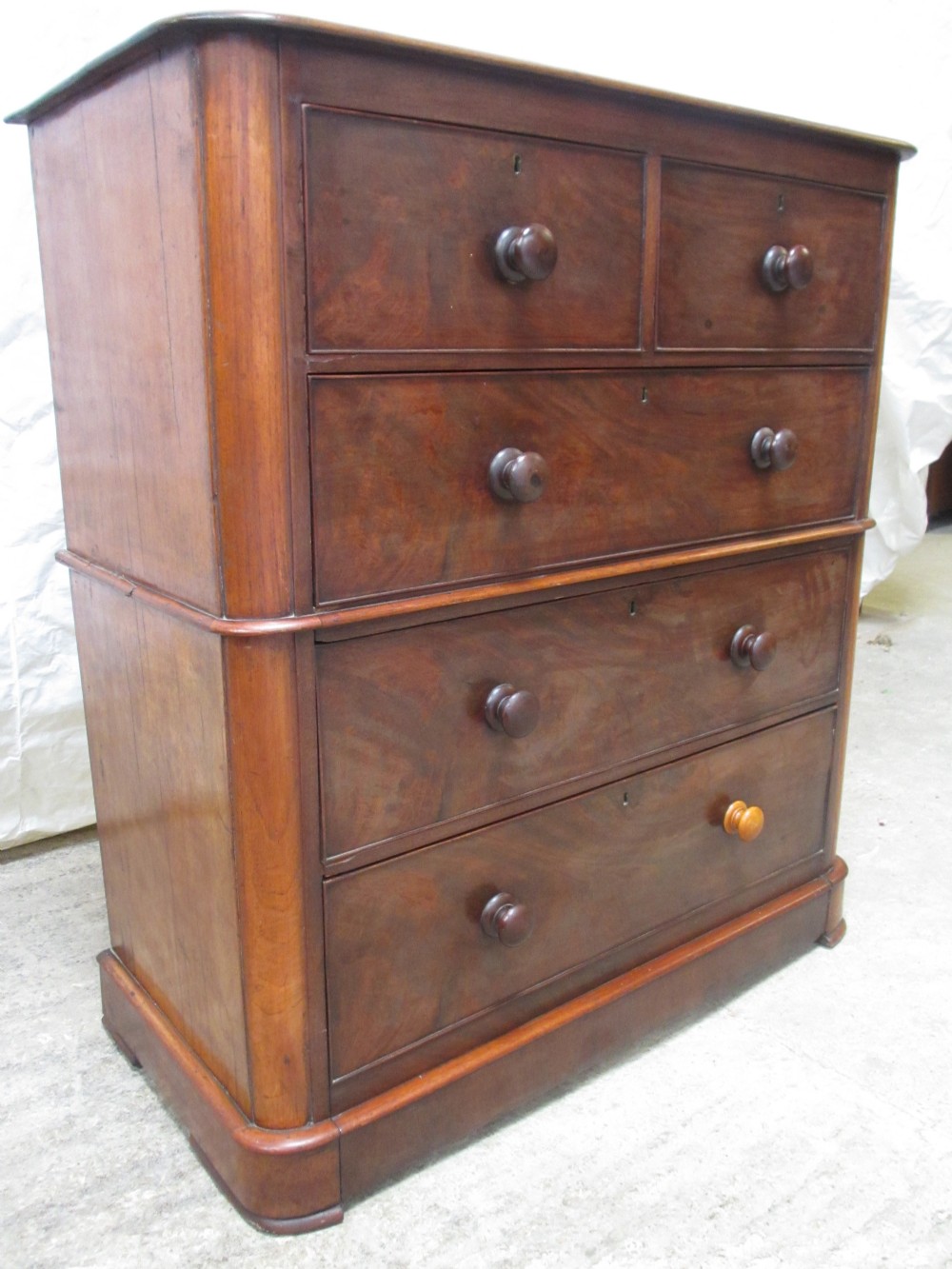 19th Century 2 part flame Mahogany chest of drawers