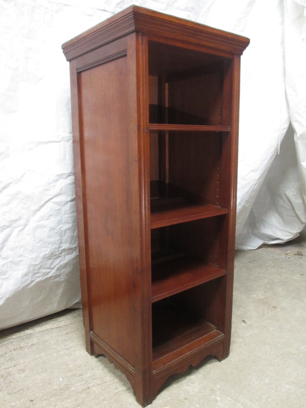 Superb Edwardian solid panelled Mahogany deep slim adjustable open bookcase