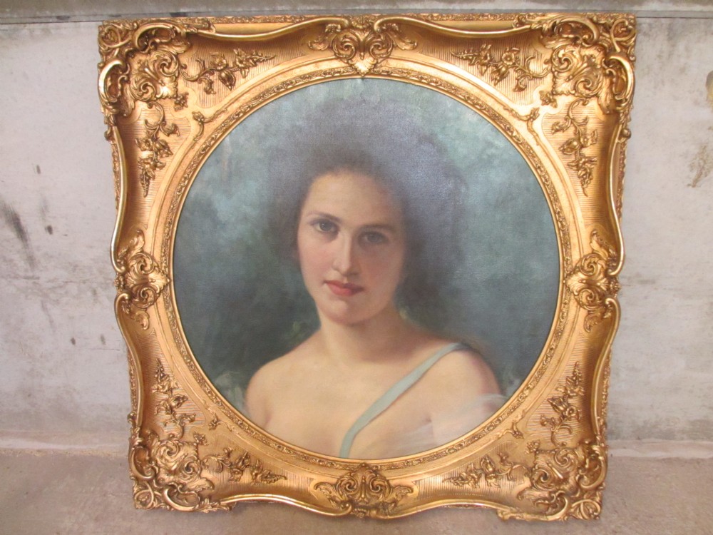 19th Century Oil painting in fantastic Gilt Gesso frame 'Diana the Huntress'