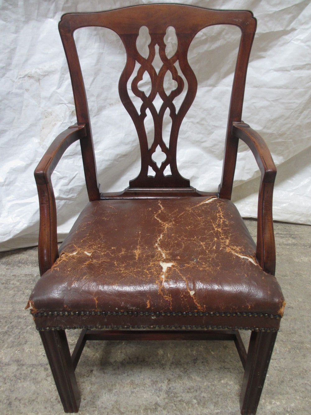 19th Century Mahogany vase splat back carver desk armchair