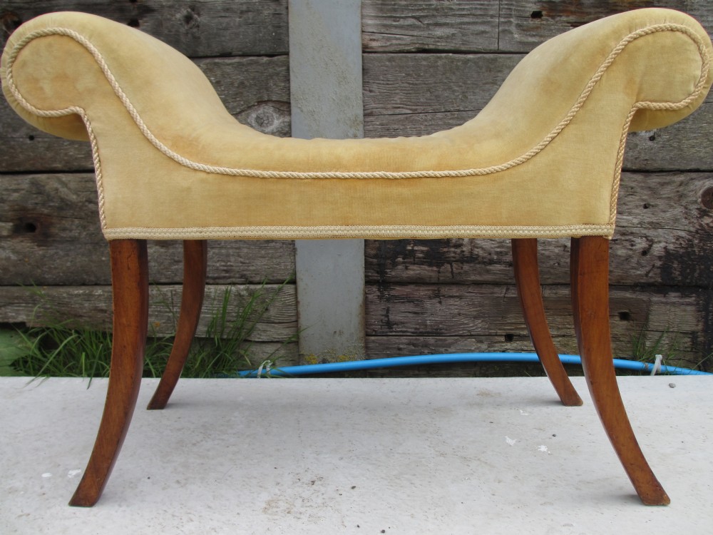 Superb 19th Century Walnut framed upholstered window seat stool
