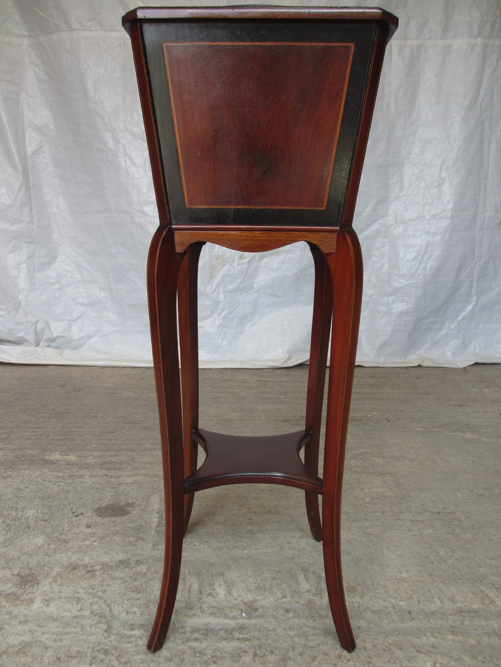 Edwardian tapering square inlaid Mahogany and ebonised jardiniere plant stand