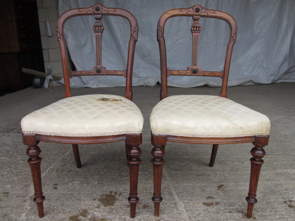 Pair of Victorian Carved Mahogany Bar & Splat Back Side Dining Chairs