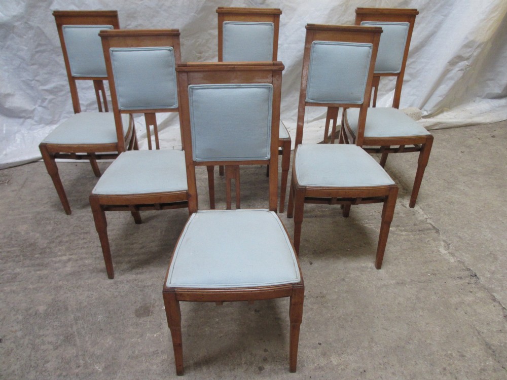 Late 19th Century set of six Swedish birch framed high back dining chairs