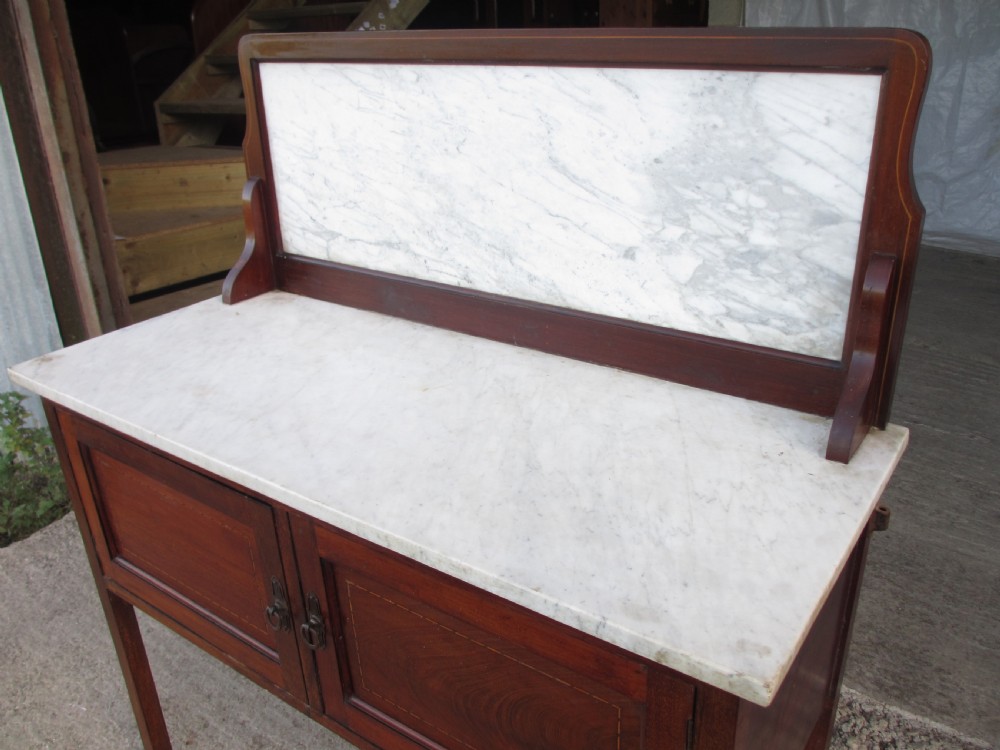 Edwardian Mahogany and Marble Washstand Cabinet  View III