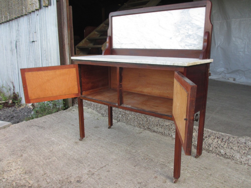 Edwardian Mahogany and Marble Washstand Cabinet  View VI