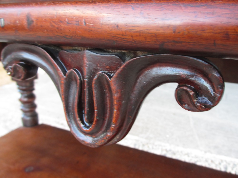 Unusual Victorian Mahogany Pull-out Side Console Buffet Side Table With Under Tier and Turned Legs View IV