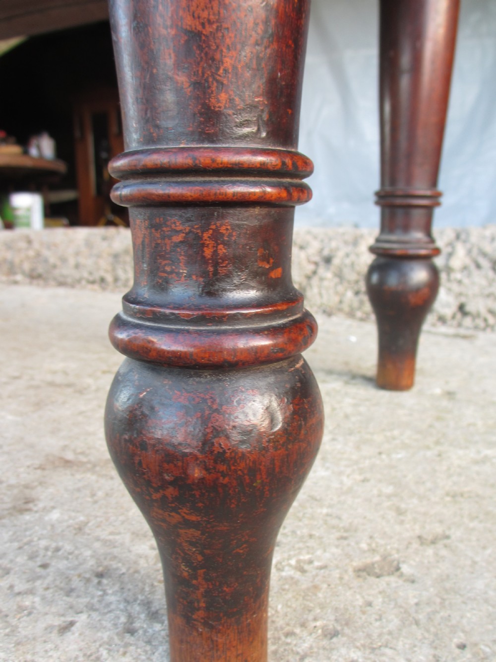 Unusual Victorian Mahogany Pull-out Side Console Buffet Side Table With Under Tier and Turned Legs View VII