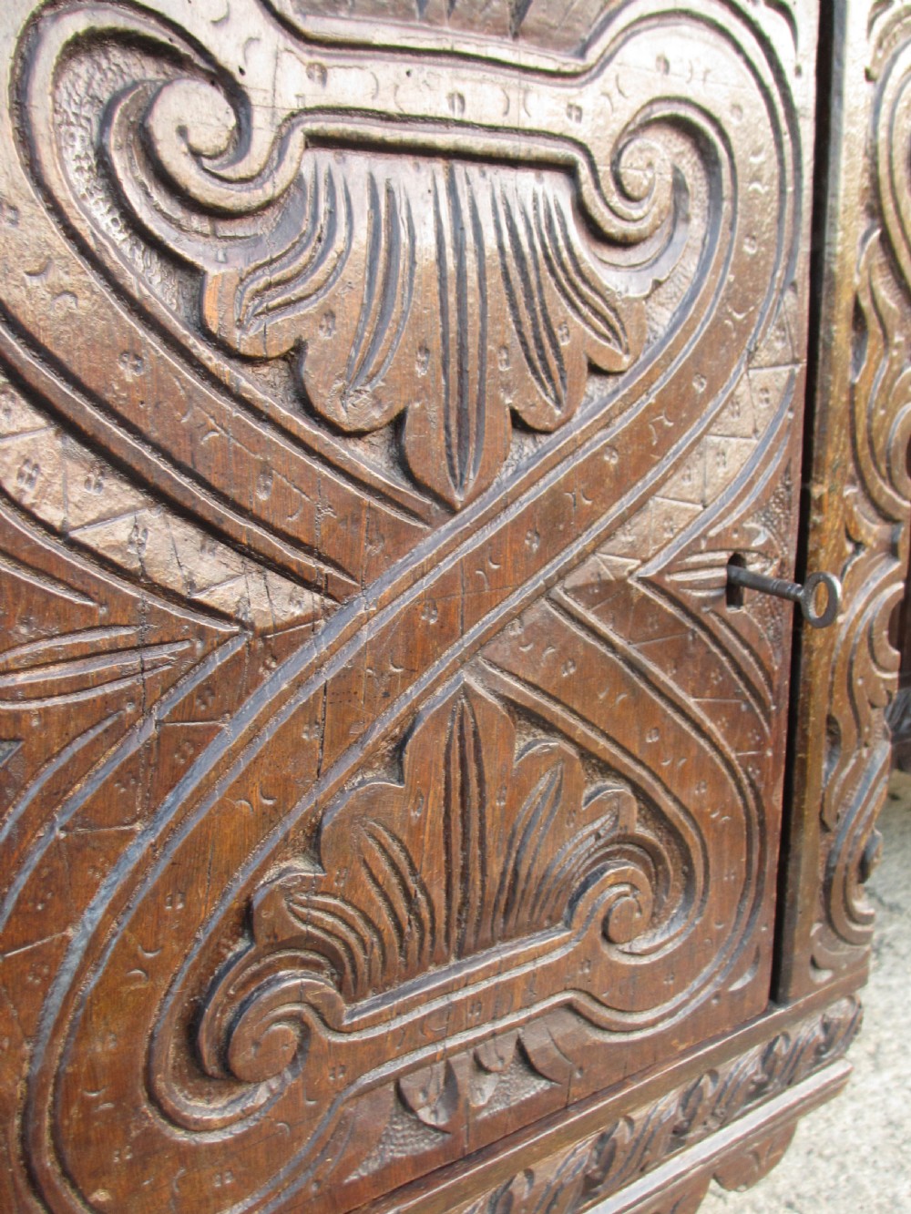 Victorian Heavily Carved Oak Kneehole Desk, 2 Cupboards 3 Drawers  View IX
