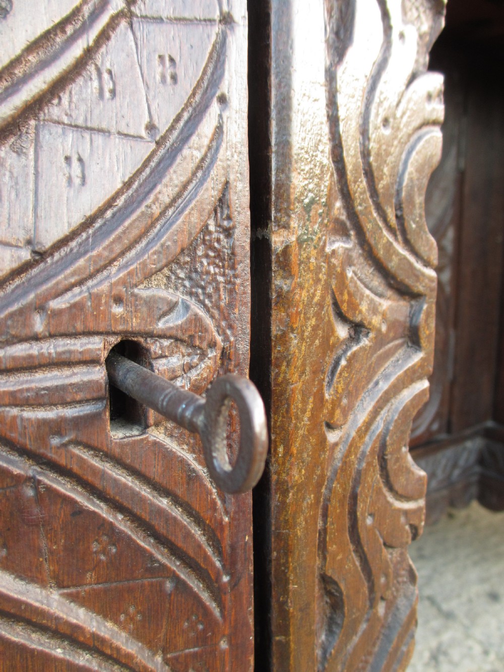 Victorian Heavily Carved Oak Kneehole Desk, 2 Cupboards 3 Drawers  View X