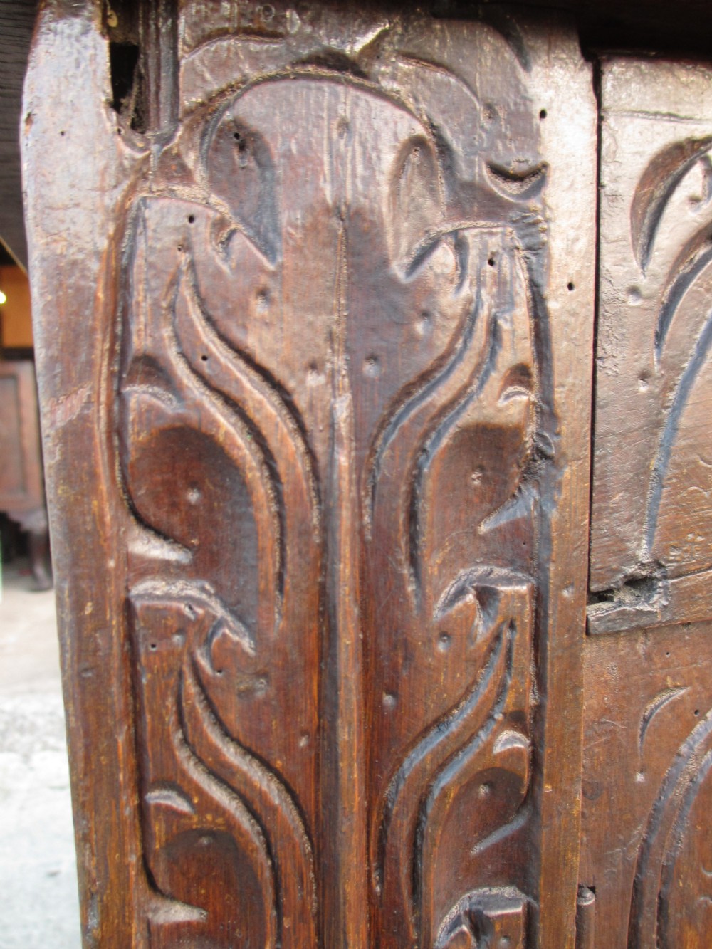 Victorian Heavily Carved Oak Kneehole Desk, 2 Cupboards 3 Drawers  View XI