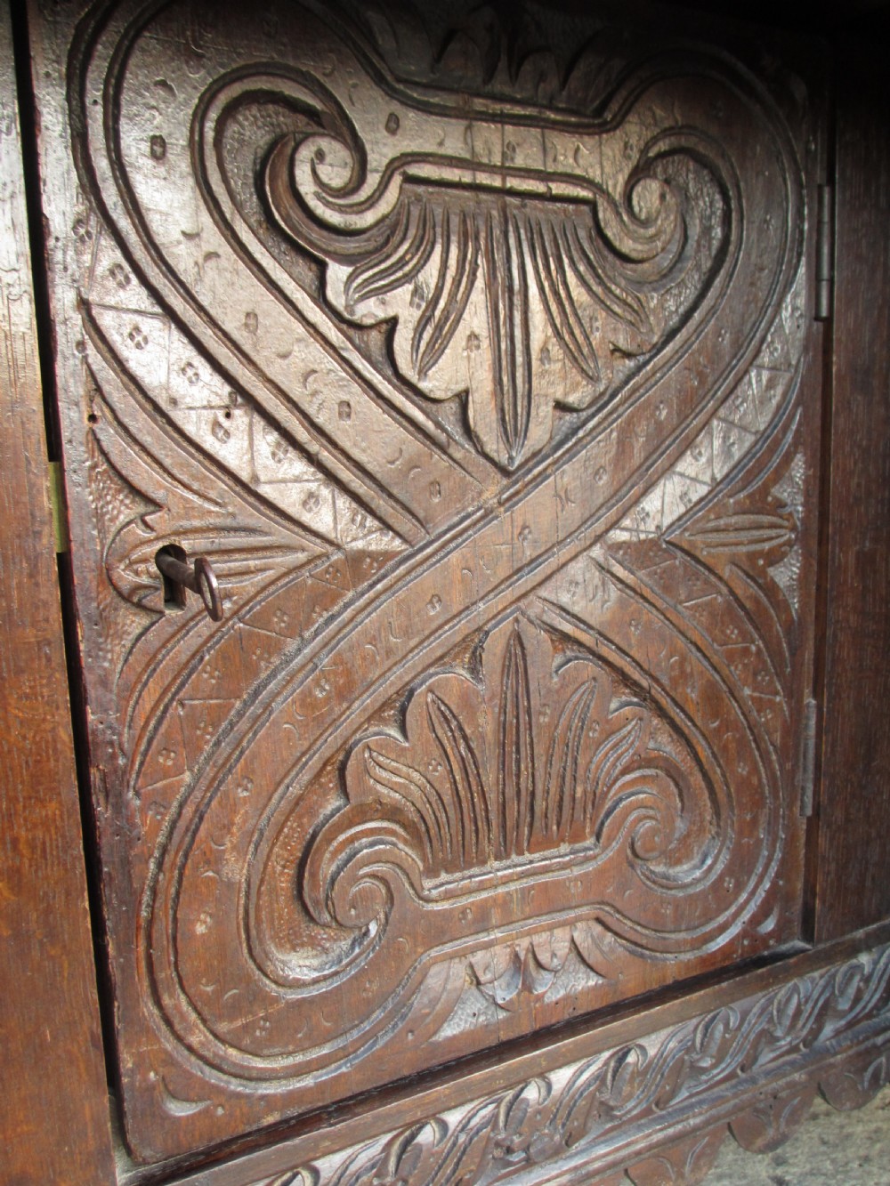 Victorian Heavily Carved Oak Kneehole Desk, 2 Cupboards 3 Drawers  View XII