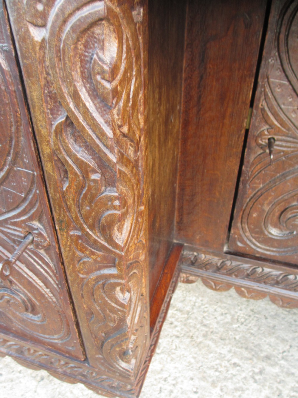 Victorian Heavily Carved Oak Kneehole Desk, 2 Cupboards 3 Drawers  View XIII