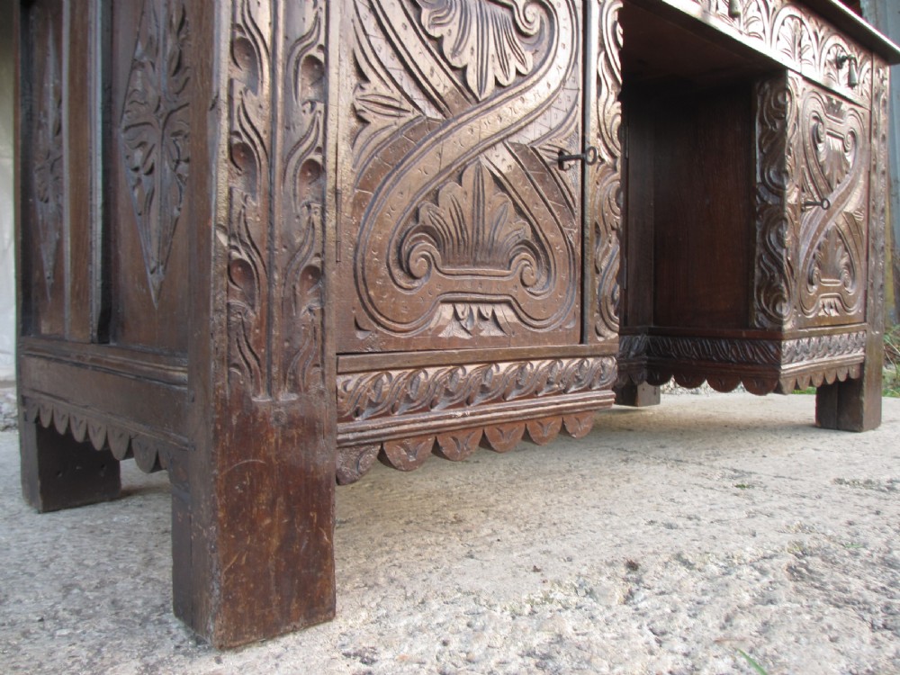 Victorian Heavily Carved Oak Kneehole Desk, 2 Cupboards 3 Drawers  View XV