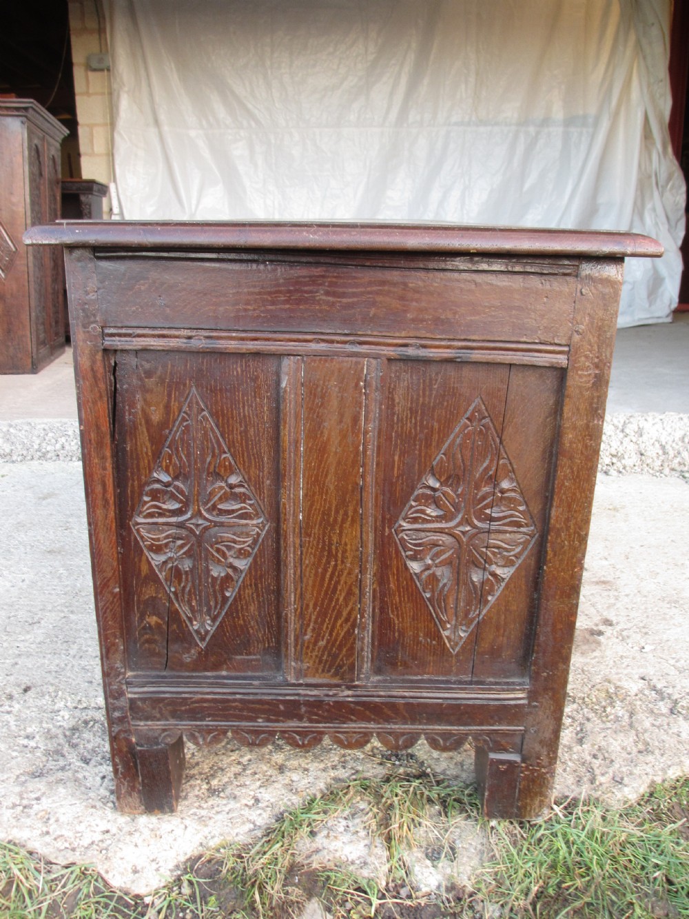 Victorian Heavily Carved Oak Kneehole Desk, 2 Cupboards 3 Drawers  View XXI