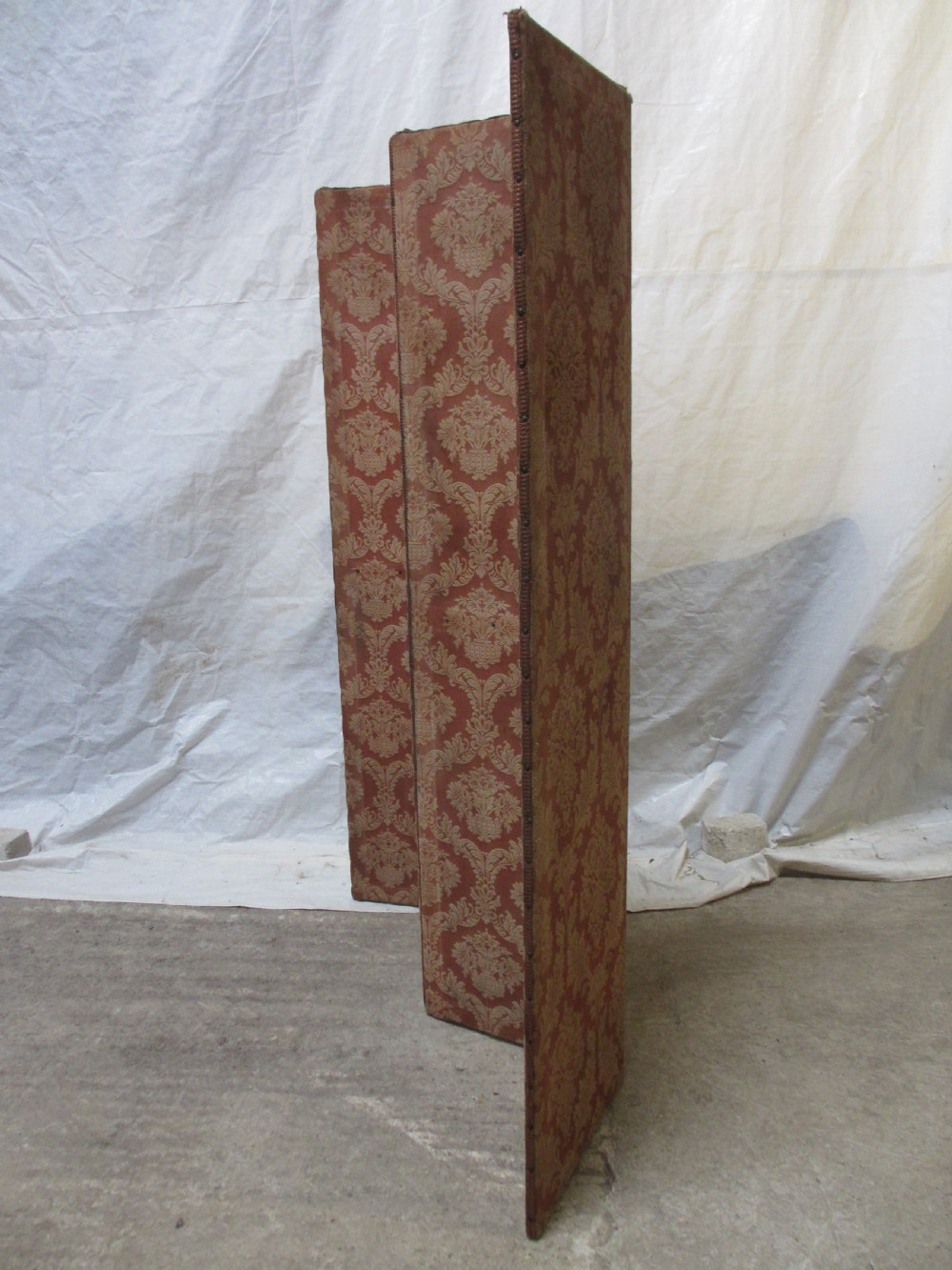 Edwardian four fold screen with floral upholstery View II