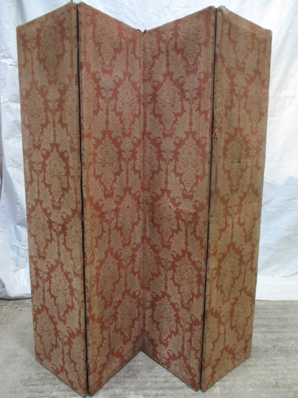 Edwardian four fold screen with floral upholstery View V