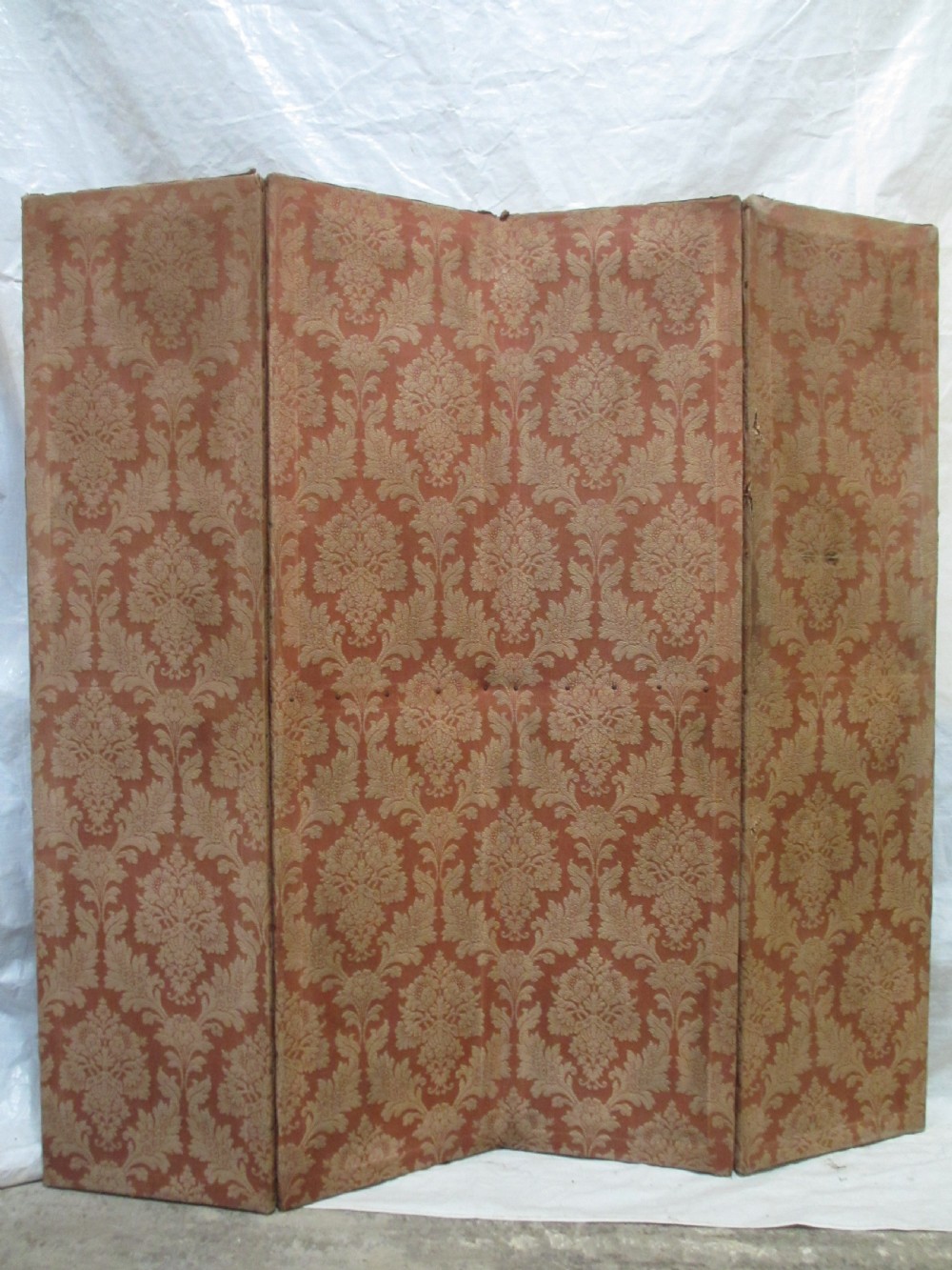 Edwardian four fold screen with floral upholstery View VI