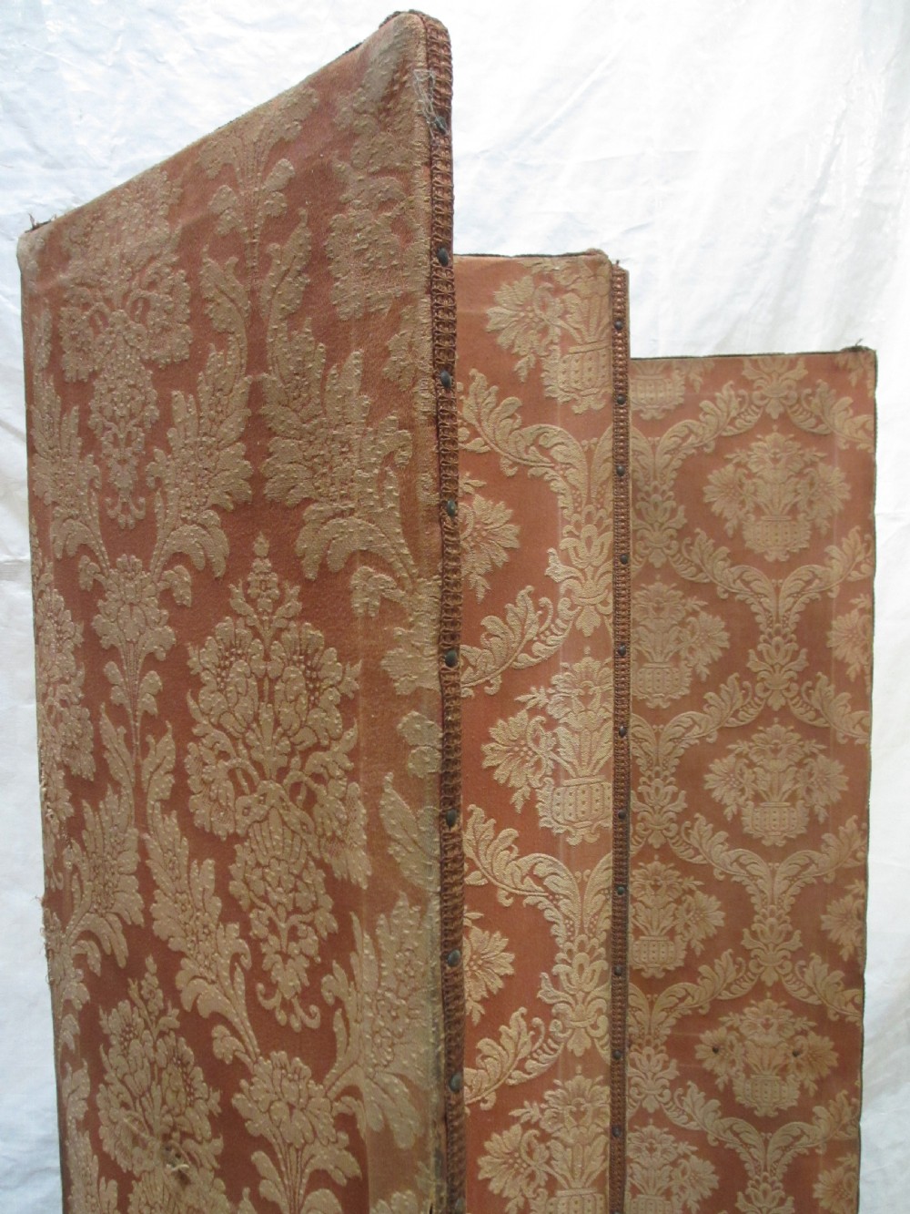 Edwardian four fold screen with floral upholstery View VIII