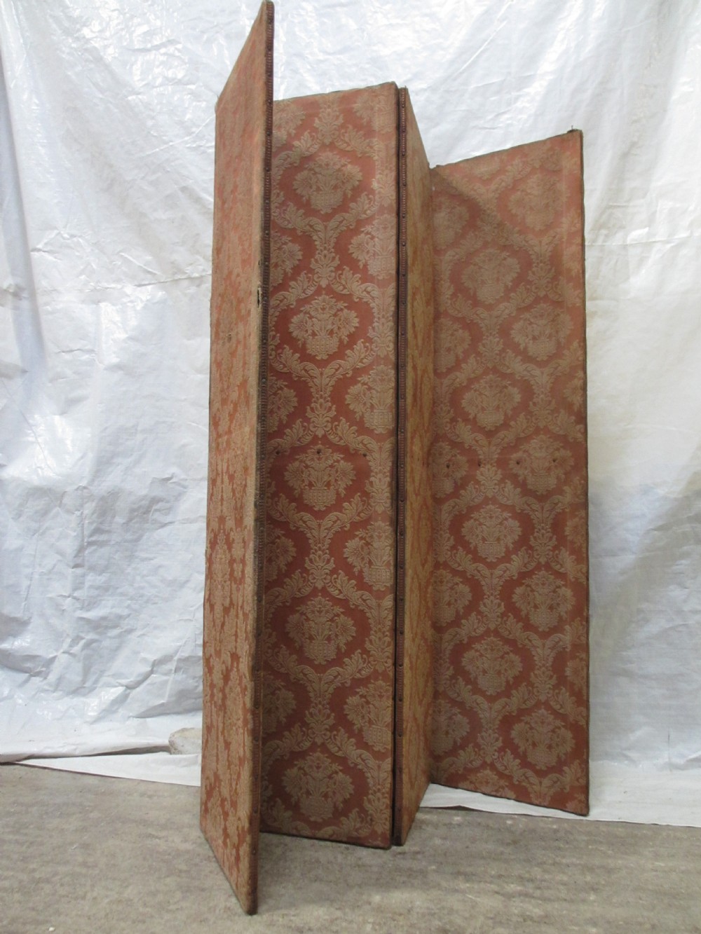 Edwardian four fold screen with floral upholstery View X
