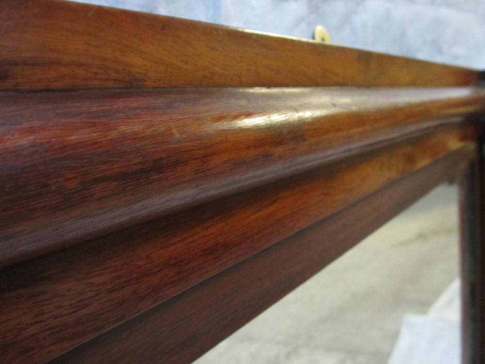 19th century regency mahogany rectangular overmantle mirror with column edged frame View XI