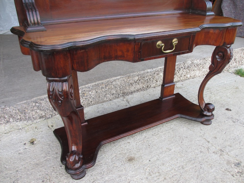 Victorian mahogany mirrored duchess dressing table with scroll supports View V