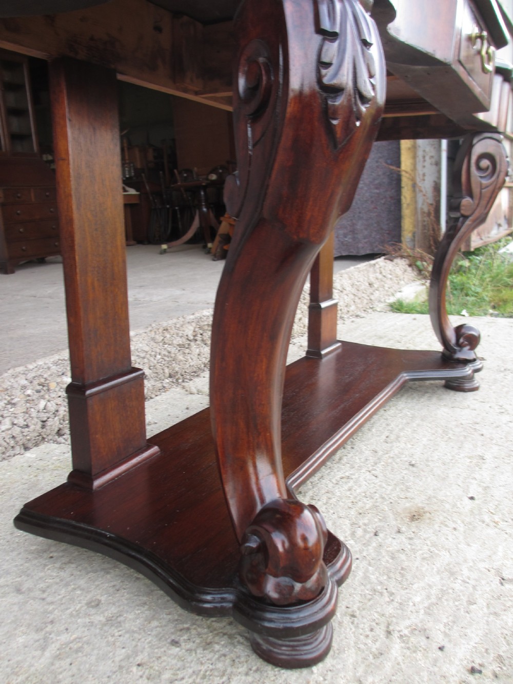 Victorian mahogany mirrored duchess dressing table with scroll supports View IX