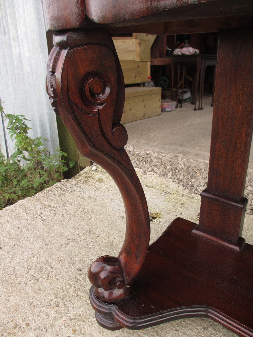Victorian mahogany mirrored duchess dressing table with scroll supports View XIV