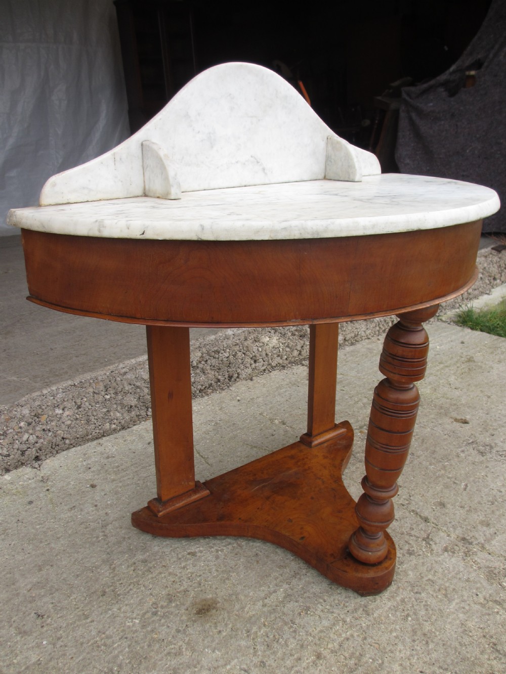 Victorian demi-lune marble topped washstand View III