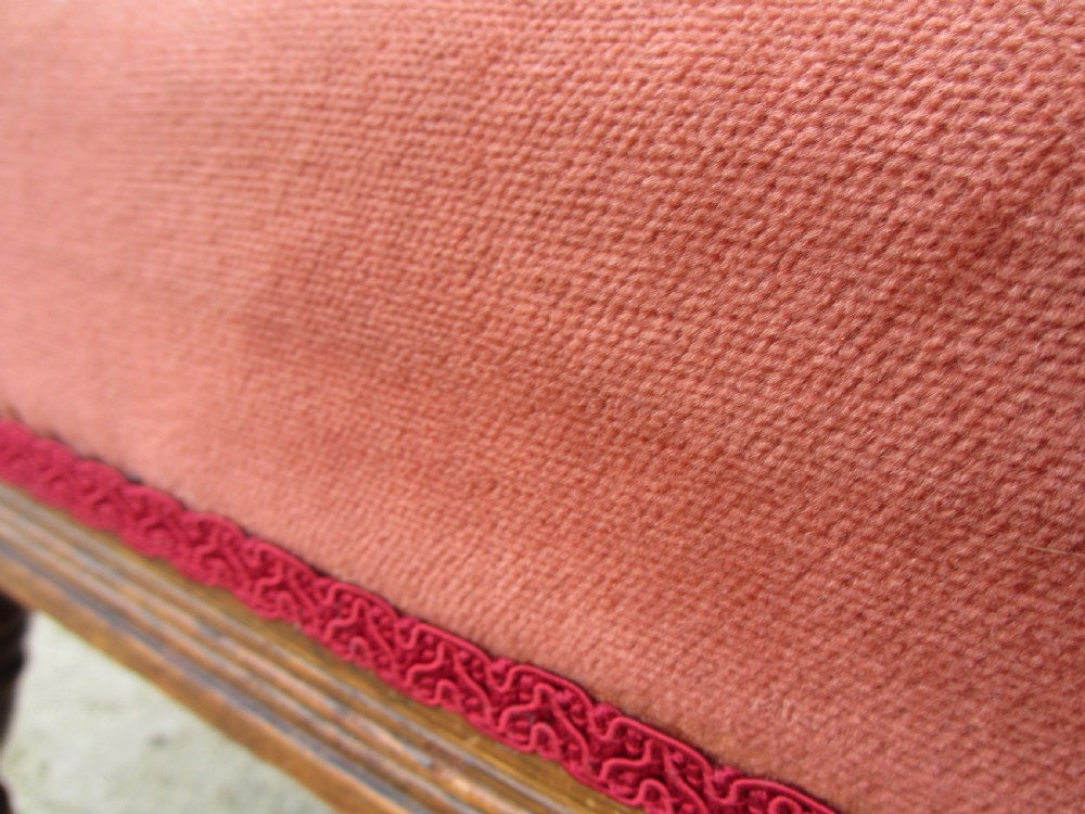Pair lady's and gent's victorian oak upholstered parlour armchairs View XXX