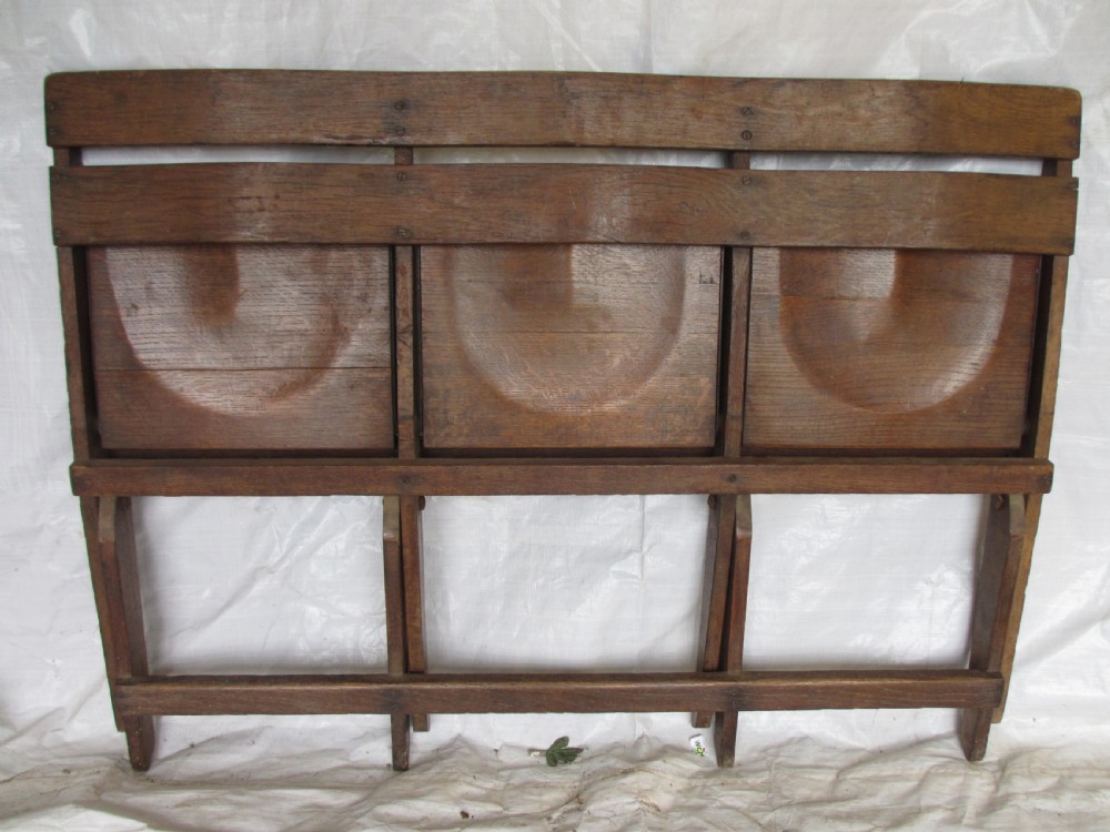 Unusual sturdy oak 3 seater folding theatre seats bench or settle C1910 View XI