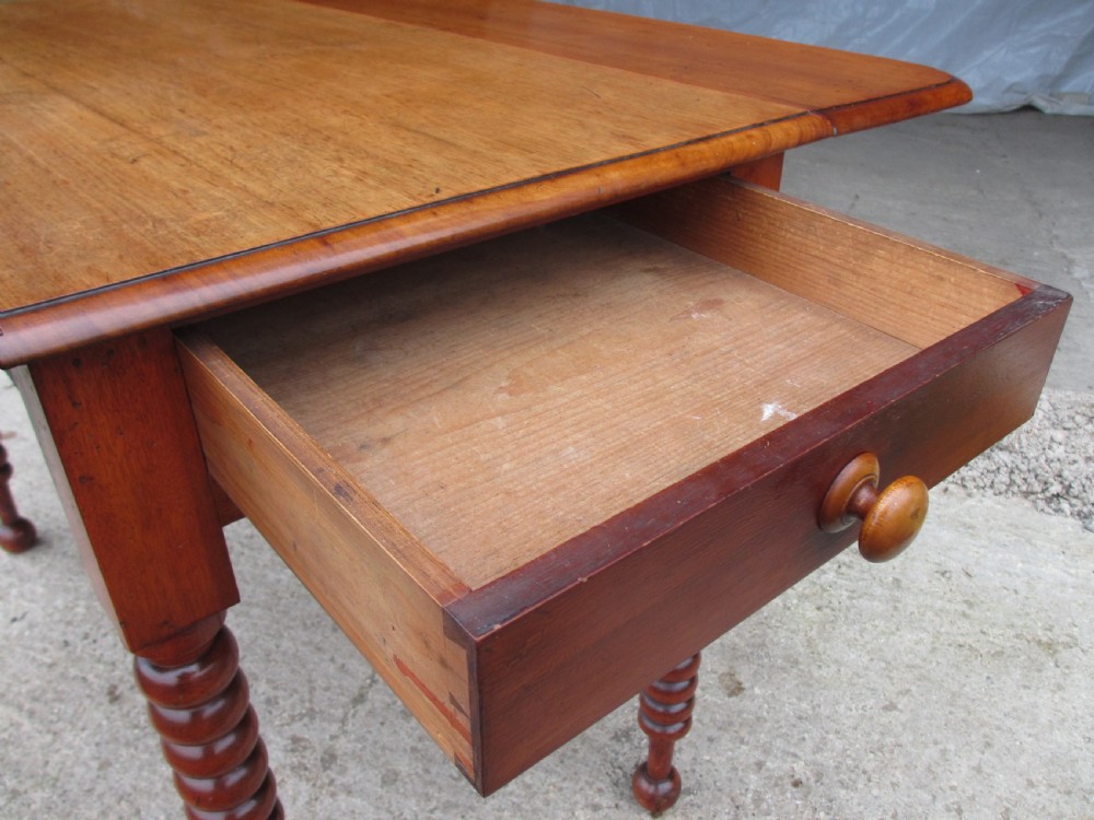 Victorian mahogany bobbin leg pembroke table with drawer View III