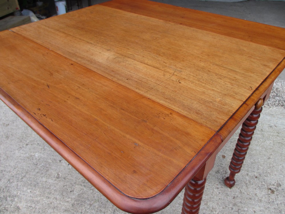 Victorian mahogany bobbin leg pembroke table with drawer View V