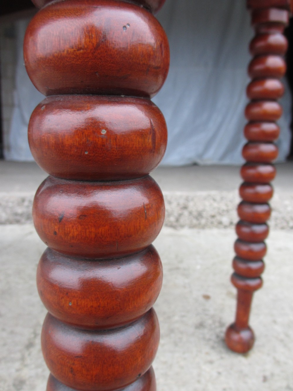 Victorian mahogany bobbin leg pembroke table with drawer View VIII