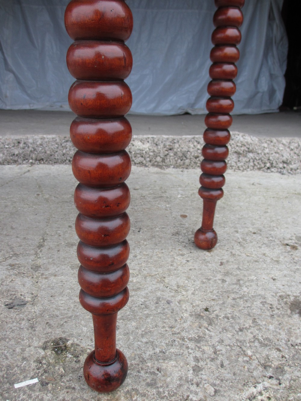 Victorian mahogany bobbin leg pembroke table with drawer View X