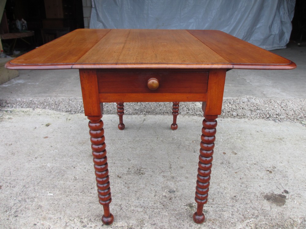 Victorian mahogany bobbin leg pembroke table with drawer View XIV