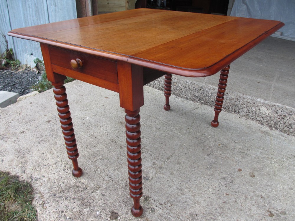 Victorian mahogany bobbin leg pembroke table with drawer View XV