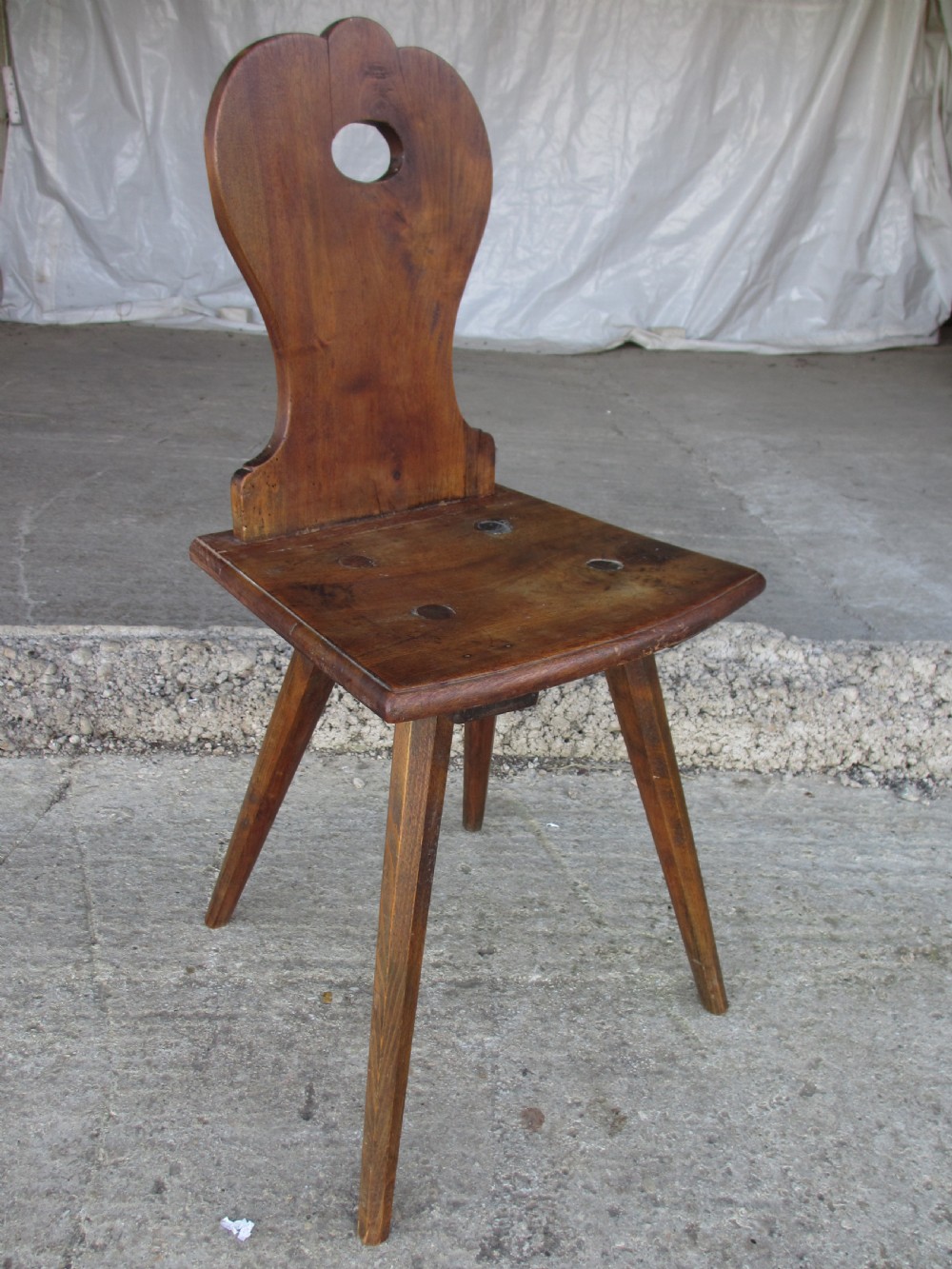 Matched pair of 19th century scandinavian birch primitive ocassional chairs View IV